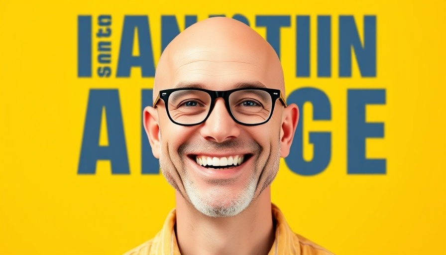 Vibrant logo design with a smiling man on yellow background concept.