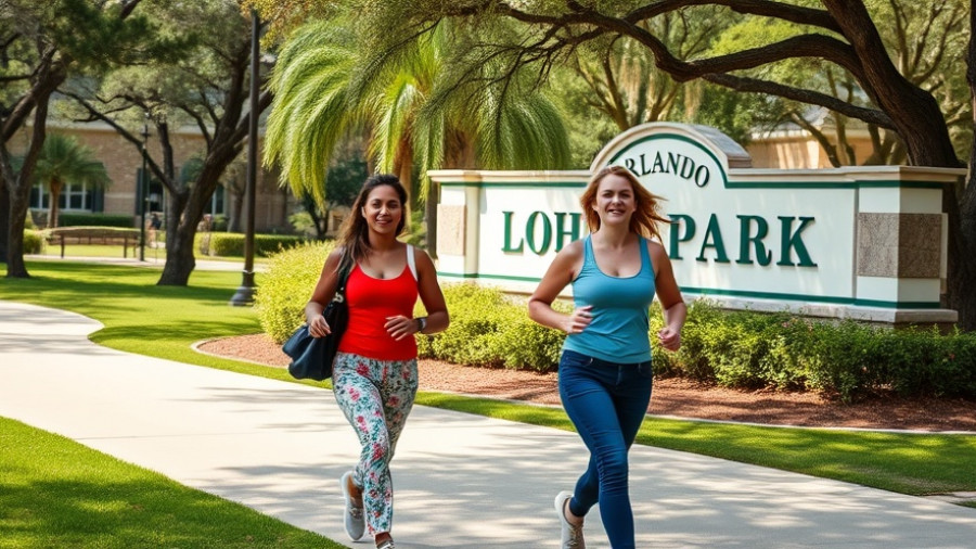 Brisk walkers at Loch Haven Cultural Park Orlando.