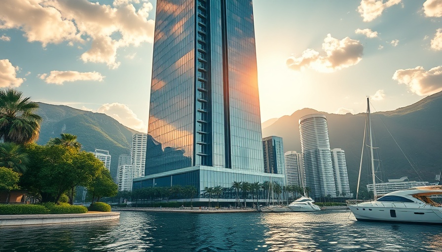 Riva Residences in Florida high-rise with waterfront view.