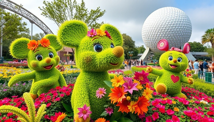 Epcot Flower & Garden Festival 2025 whimsical floral sculptures.