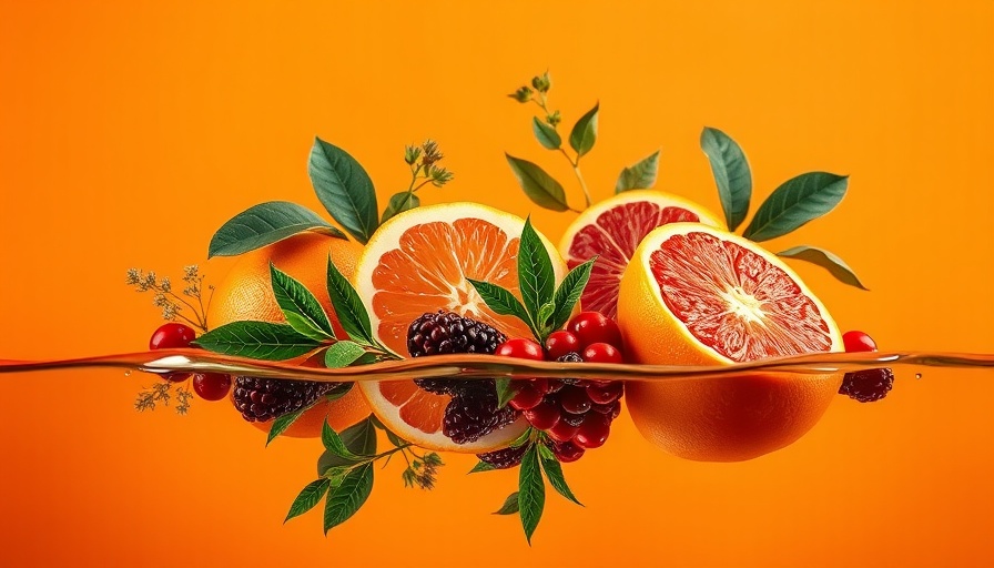 Vibrant gin-inspired botanicals against an orange background.