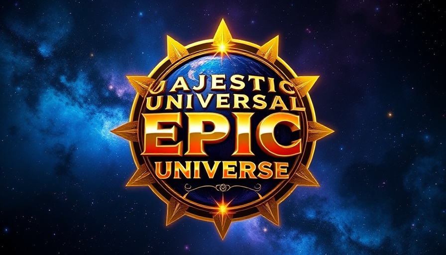 Universal Epic Universe logo with cosmic background