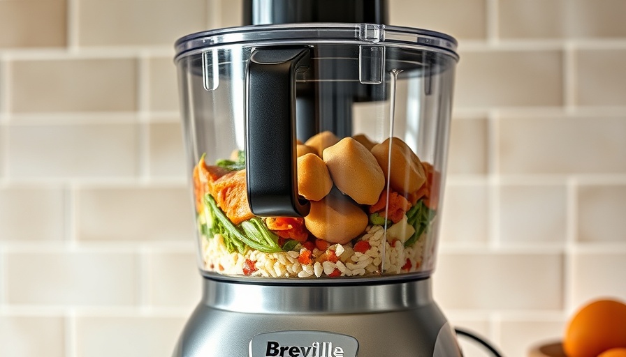 Breville Sous Chef food processor blending ingredients in kitchen.