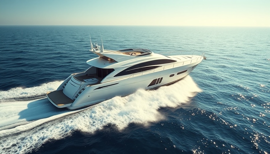 Sleek luxury yacht cruising on open sea under bright sunlight.