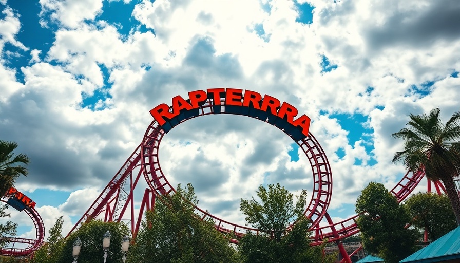 Exhilarating Rapterra roller coaster loop at Kings Dominion with sky.