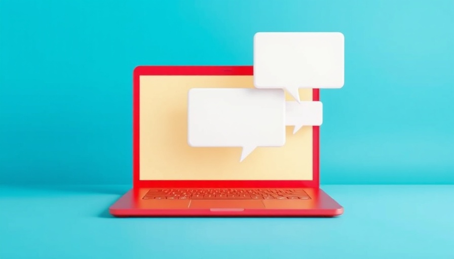 Vibrant red laptop with speech bubbles illustrating clean email list strategies.