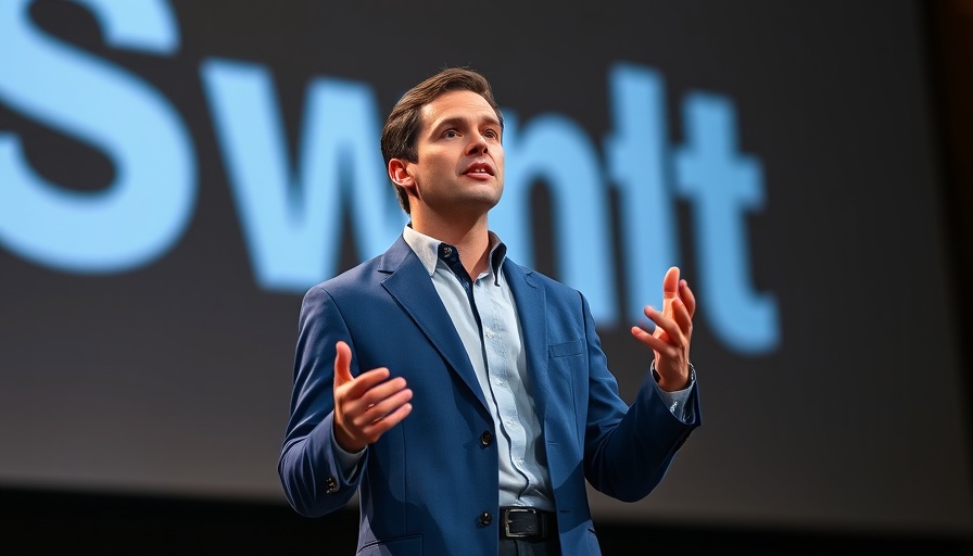 Business leader discussing reducing middle managers at Amazon on stage.
