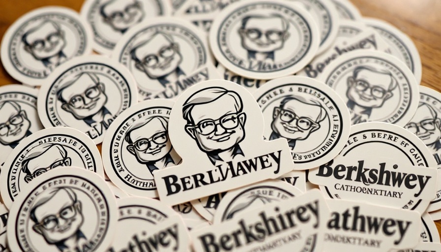 Berkshire Hathaway stickers with caricature and logo.