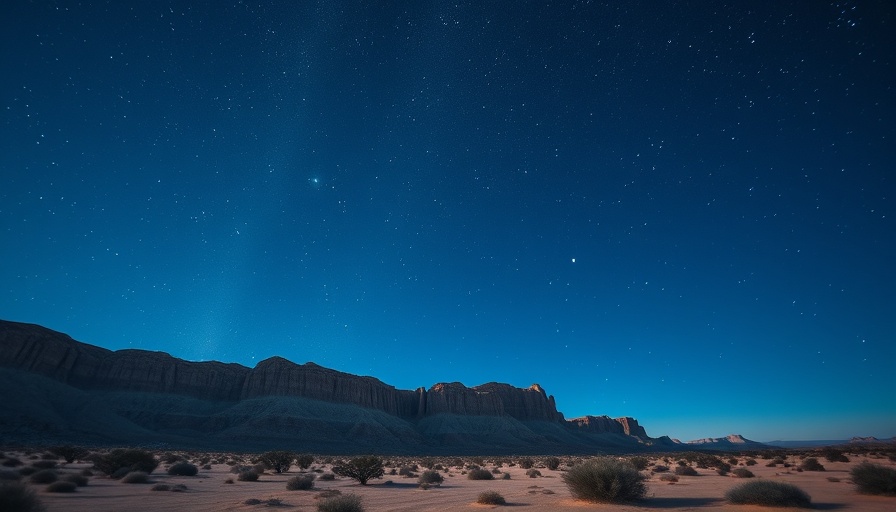 Starry night in Jordanian desert with rocky cliffs and sparse vegetation.