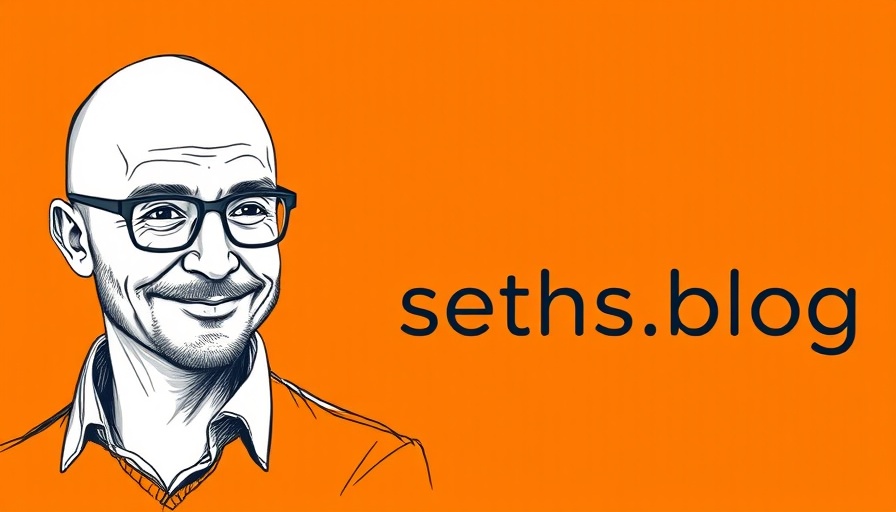 Bald man sketch next to 'seths.blog' text on orange - how you tell your story in business.
