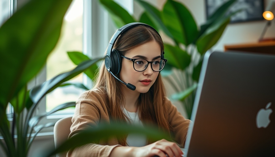 Young woman working from home with a headset, representing remote jobs that don’t require a degree.
