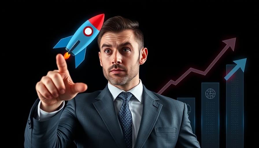 Dynamic businessman pointing at growth icons, net worth optimization