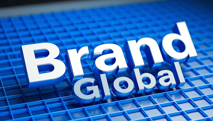 3D typography floating on blue grid, featuring brand-related words, vibrant lighting.