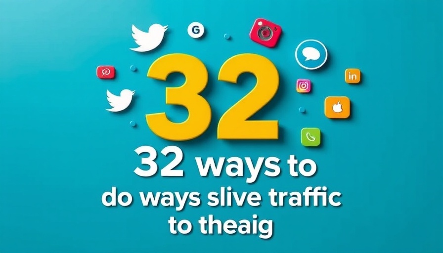 Graphic of 32 ways to drive traffic to your blog with icons.