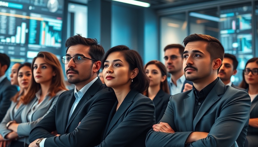 Diverse group in futuristic leadership workshop, develop leadership skills in 2025.