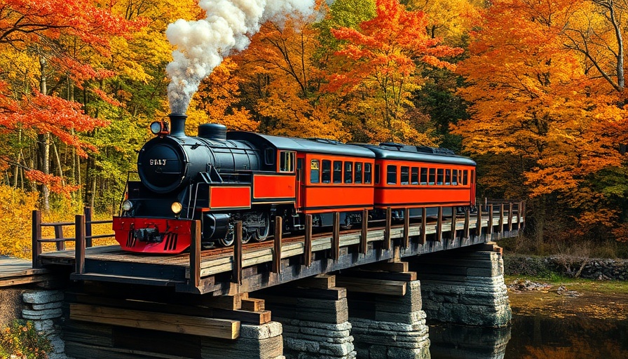 Autumn train journey in New Hampshire's scenic landscape.