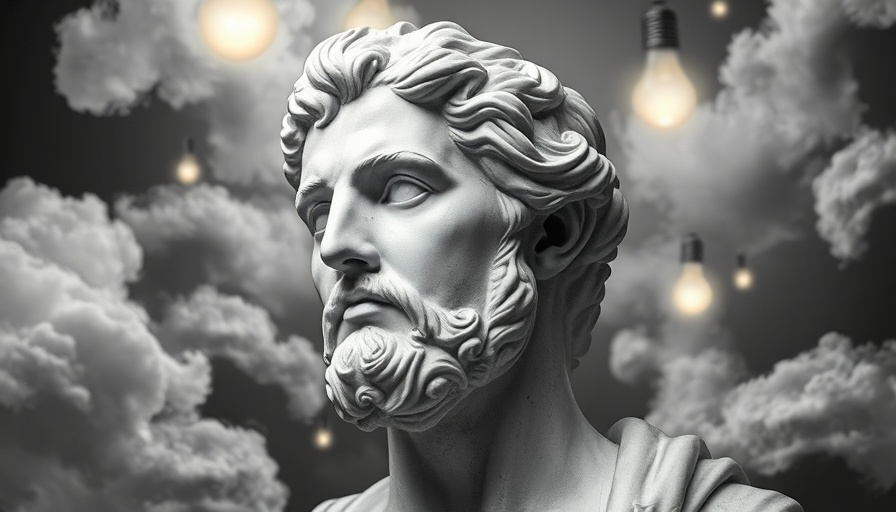 Classical statue with creative symbols for improving creativity.