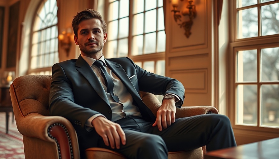 Confident leadership in uncertainty, young man in suit, relaxed pose.