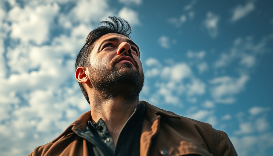 Contemplative man looking upward, symbolic of reinventing yourself in business.