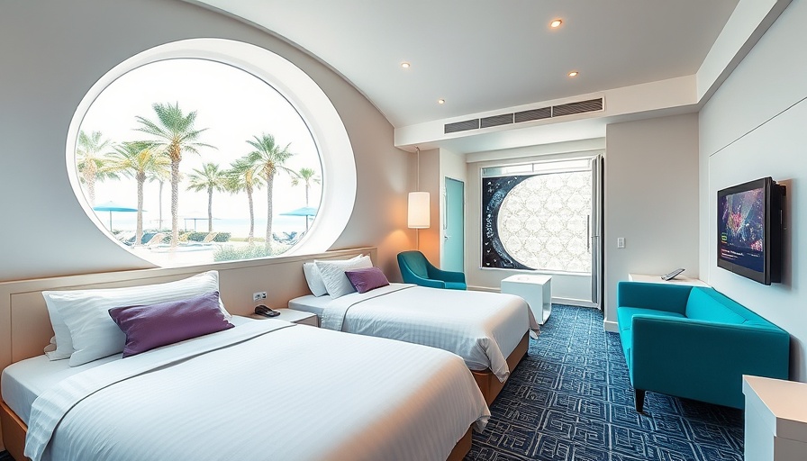 Universal Terra Luna Resort Orlando modern hotel room with space decor.