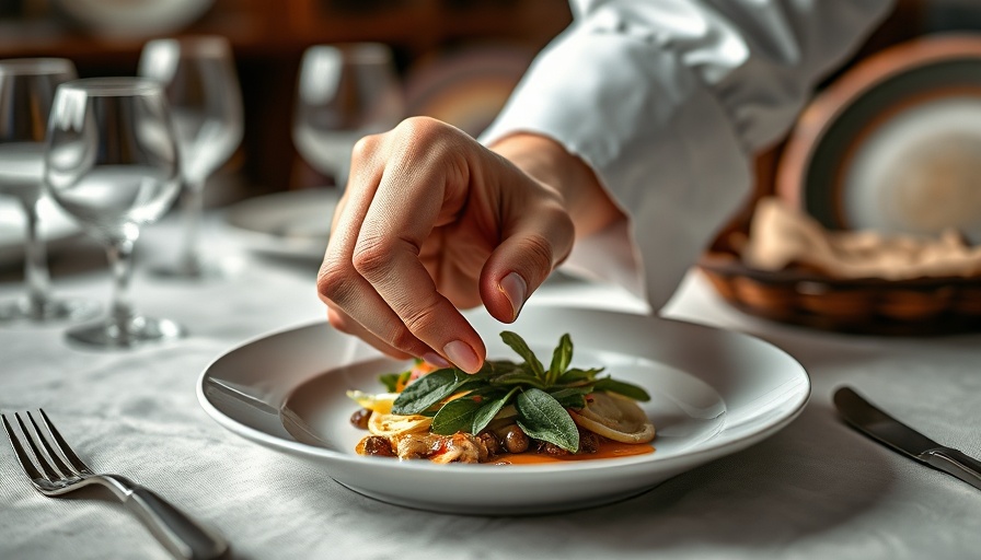 Chef’s Table with José Andrés and Thomas Keller: hand garnishing dish with sage leaf