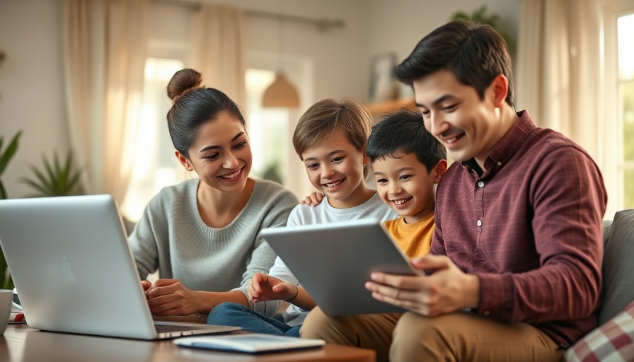 Modern family multitasking at home blending parenting and startups.
