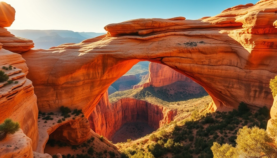Utah landscape with natural rock bridge in sunlight, Utah state income tax 2025.
