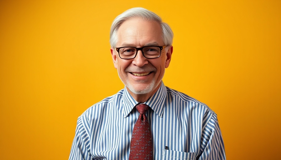 Power of Perhaps in Entrepreneurship: Confident smiling man with blog branding.