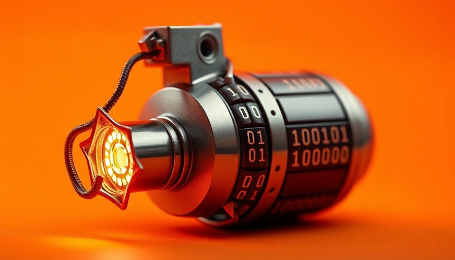 Binary code bomb representing A.I. threatens national security.