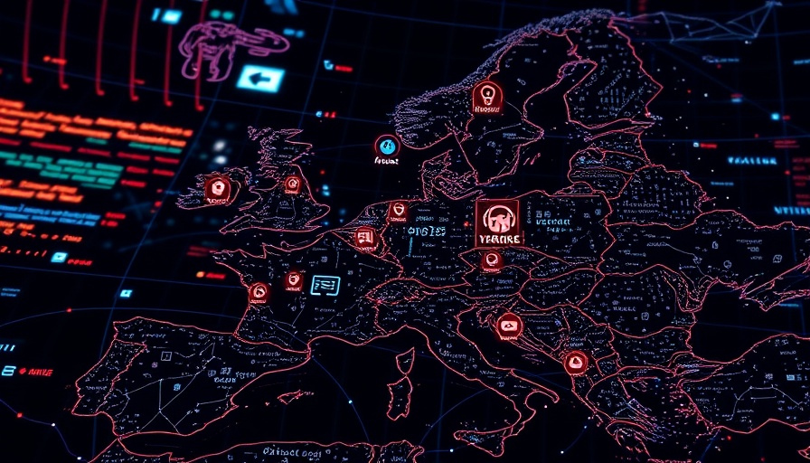 Futuristic digital landscape of European AI market competition.