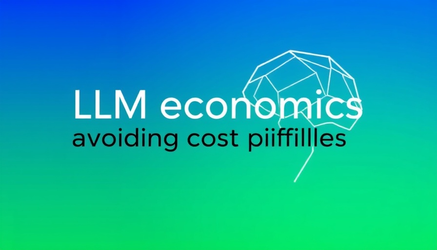 LLM economics text on gradient with abstract brain illustration.