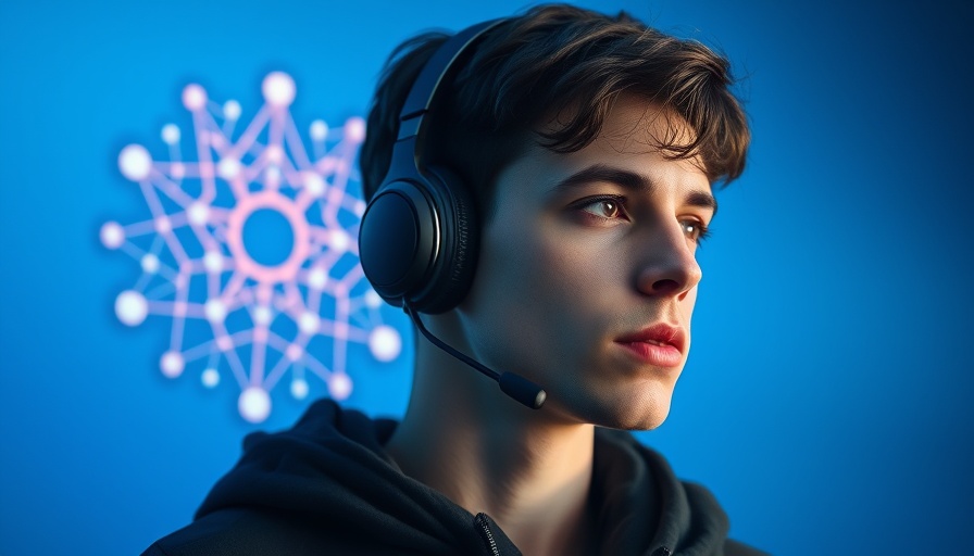 Conceptual image of a man with tech logo, latest AI news 2025.
