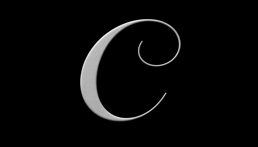 Elegant cursive letter C against black background.