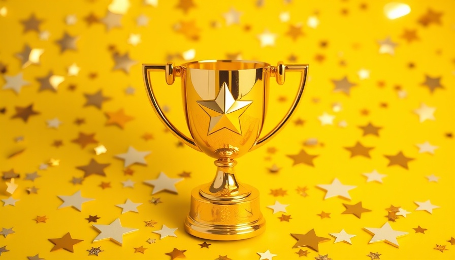Golden trophy and stars on yellow for A/B testing impact visuals.