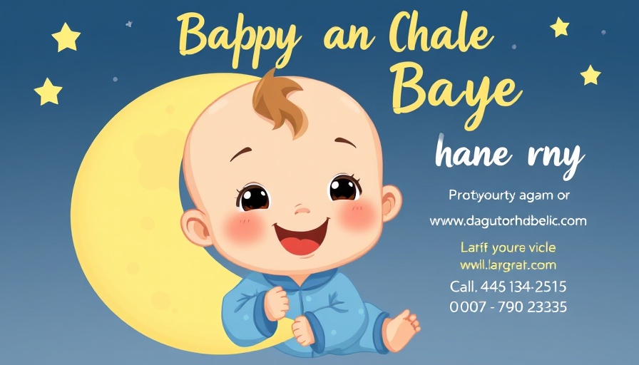 Family resources flyer promoting baby products, cartoon design.