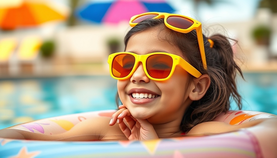 Girl enjoying pool playcation, vibrant sunny day.