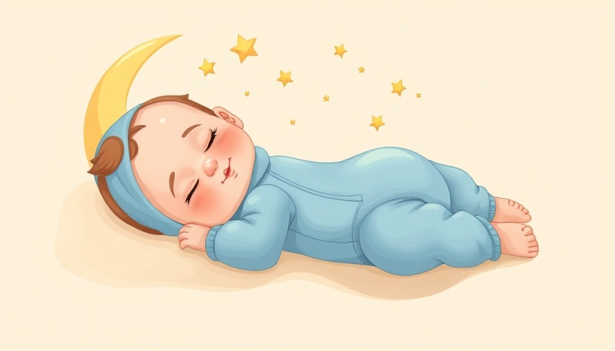 Cartoon baby sleeping under crescent moon; family activities in Orlando