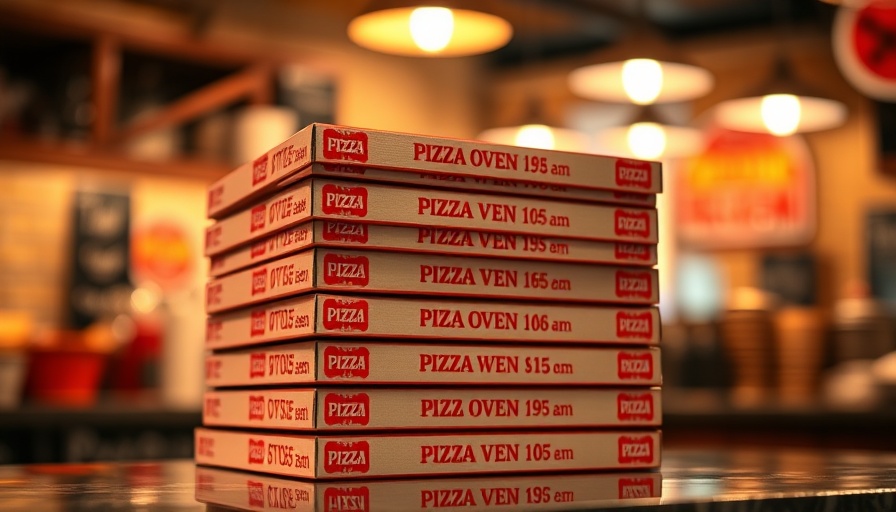 Stack of Red Oven Pizza Bakery boxes at Universal CityWalk.