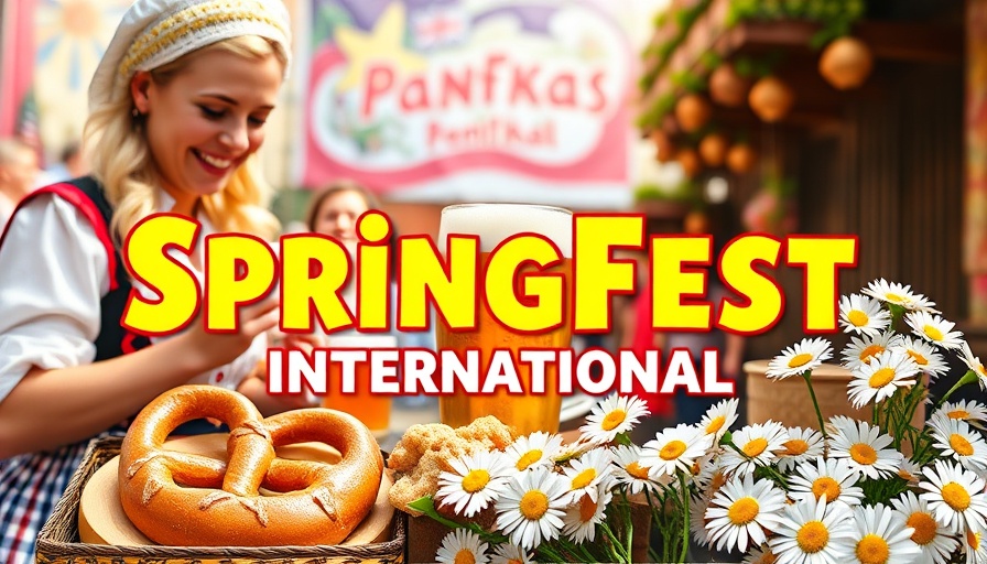 Vibrant SpringFest International poster celebrating European culture.