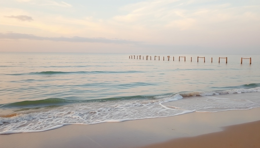 Tranquil scene of a Florida beach at dusk with gentle waves.