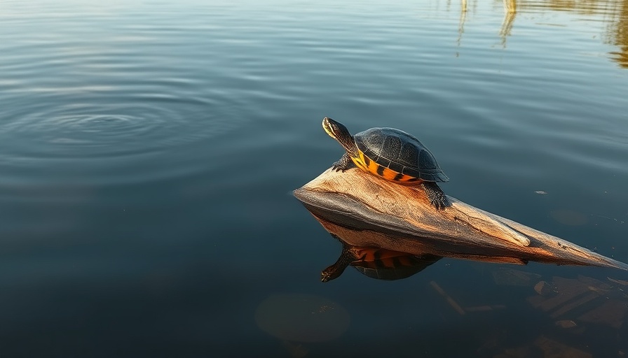 Turtle basking on a log in Florida, serene outdoor scene