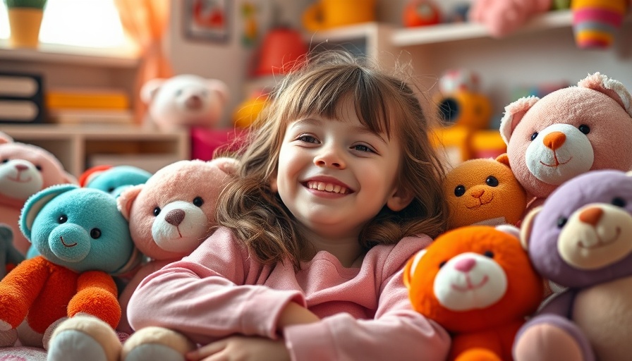 Playroom upgrades with cheerful girl and stuffed animals.
