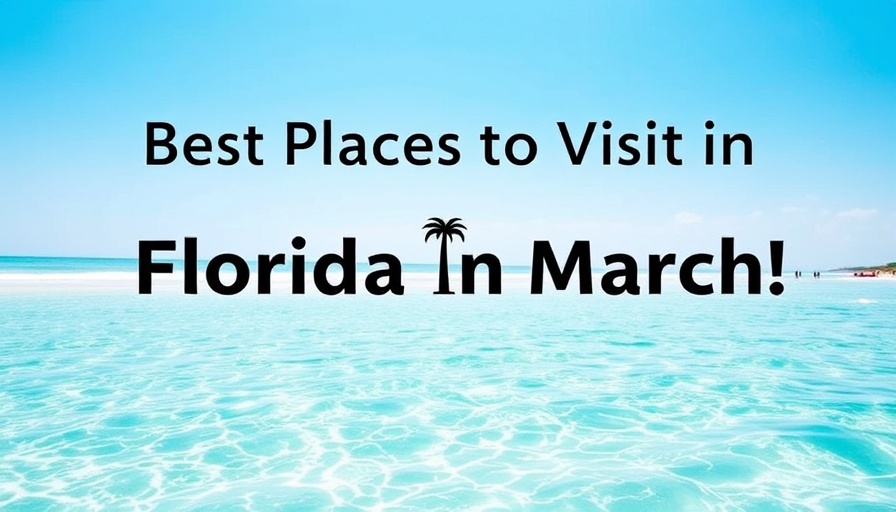 Clear beach with text about places to visit in Florida.