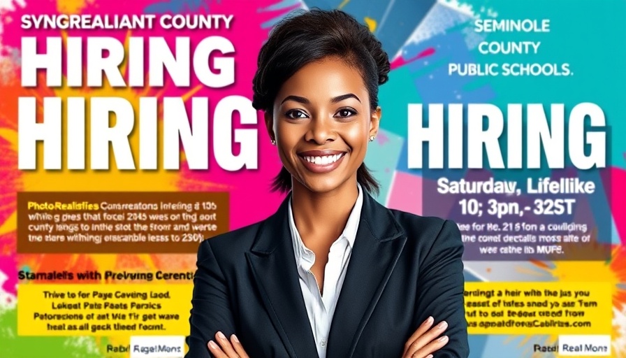 Seminole County Public Schools hiring event 2025 poster with smiling businesswoman.