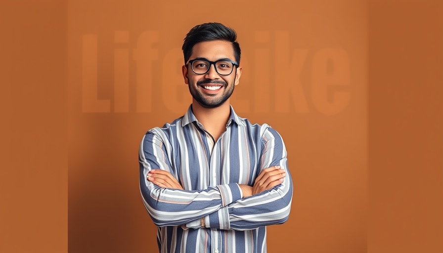 Smiling man in striped shirt with glasses, embodying confidence, Become your best self as an entrepreneur