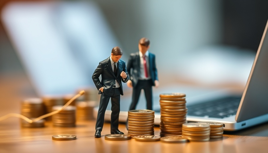 Miniature figures analyzing private equity and private debt coins.