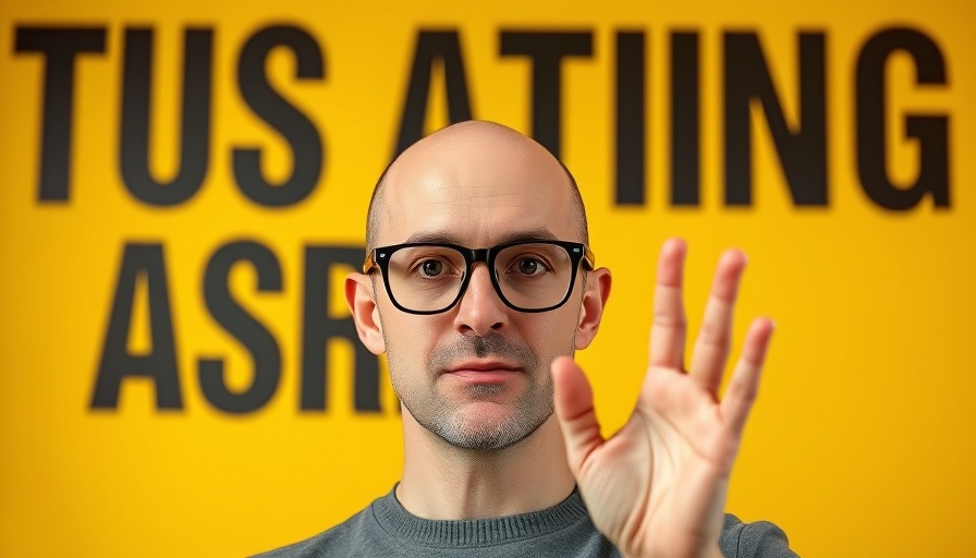 Bald individual gesturing against yellow background with seths.blog text, credulous expression.