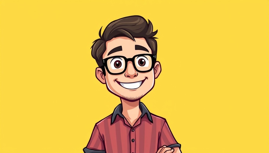 Smiling man with glasses in a striped shirt against a yellow backdrop.