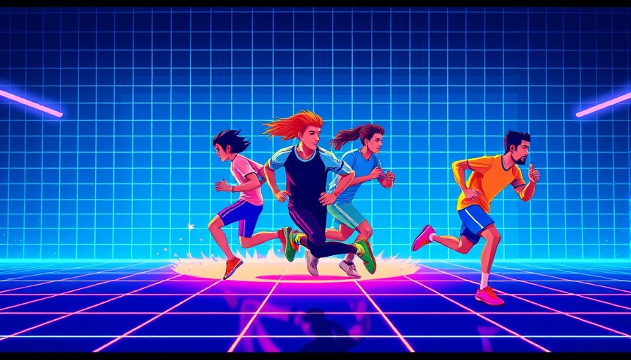 Pixel art runners symbolize AI automation for entrepreneurs, dynamic motion.