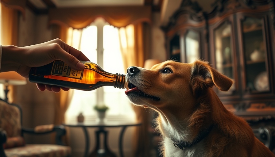 Dog drinking from a bottle indoors, cozy environment
